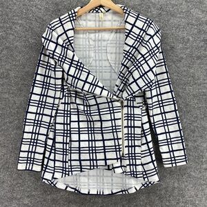 My Beloved Jacket Women S Small White Plaid Full Zip Collared Long Sleeve Casual